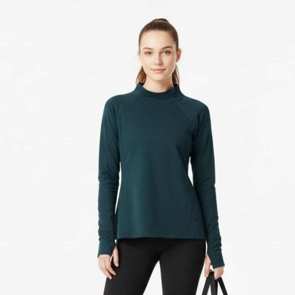 Yogalicious Green Long Sleeve Zip Neck Athletic Cold Weather Sport Top XL NEW